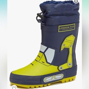 LONDON FOG, Waterproof Snow Rain Boots,Toddler Size 9, Color: Navy Blue & Yellow